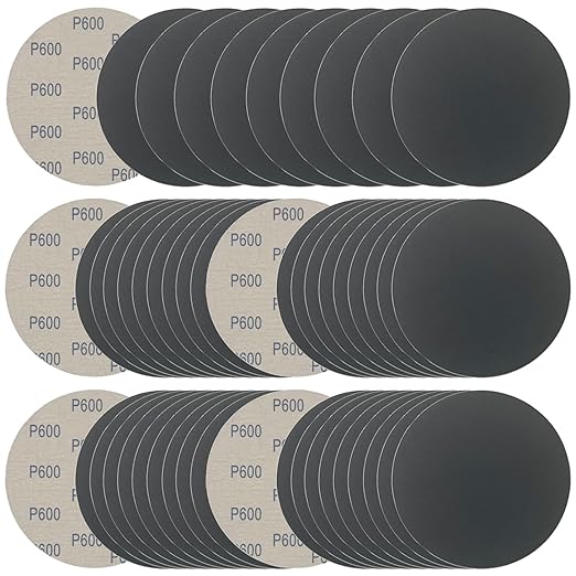 6 Inch 50 Pcs Wet Dry Sanding Discs Hook and Loop, 600 Grit Sandpaper Automotive Wood Metal Polishing & Sanding, Silicon Carbide Sand Paper for Random Orbital Sander (Grit 600)