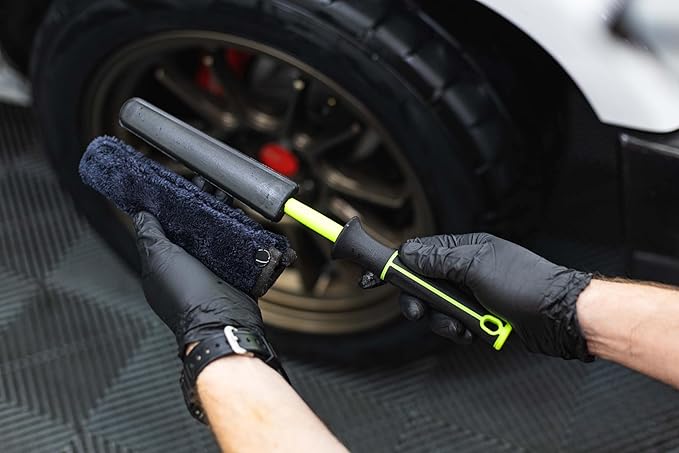 Detail Factory - Wheel Brush Mini with Interchangeable Microfiber Covers - Ultra-Soft Cleaning, Washing and Detailing Wheels, Tires, and Rims - Live Wire