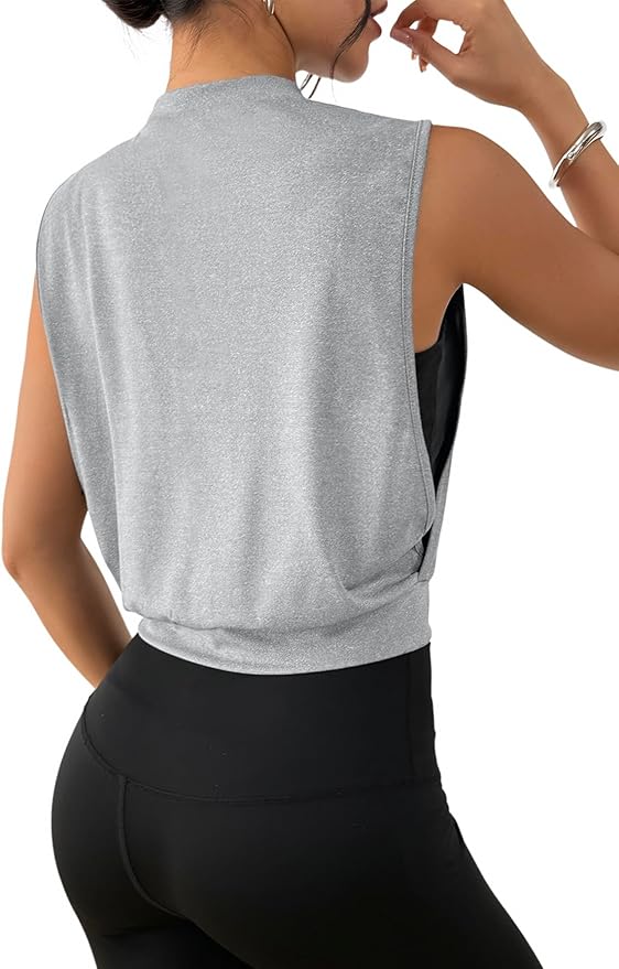 SOFIA'S CHOICE Women Workout Crop Tank Tops Cropped Sleeveless Muscle Shirt Gym Yoga Running