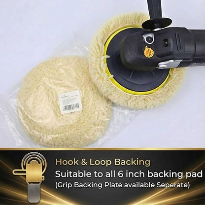 Woolous Wool Buffing Pads 7 Inch, 3 Pack - 100% Natural Wool Pads for Buffing, Polishing & Compounding Cars, Boats, Trucks & Motorcycles - Hook & Loop for Quick Attachment