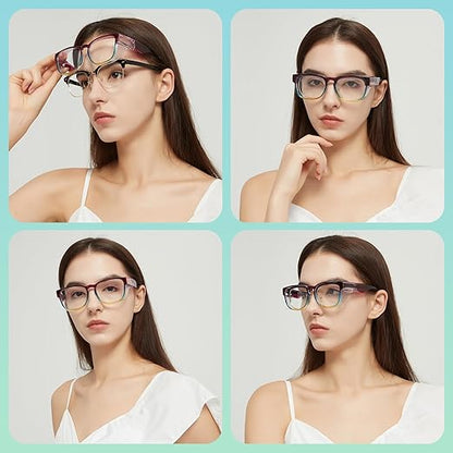 Alsenor Safety Glasses Anti Fog Goggles Fit Over Prescription Eyewear For ANSI Z87.1 Certified Oversized Eyeglasses For Men Women (Oversized-Rainbow)