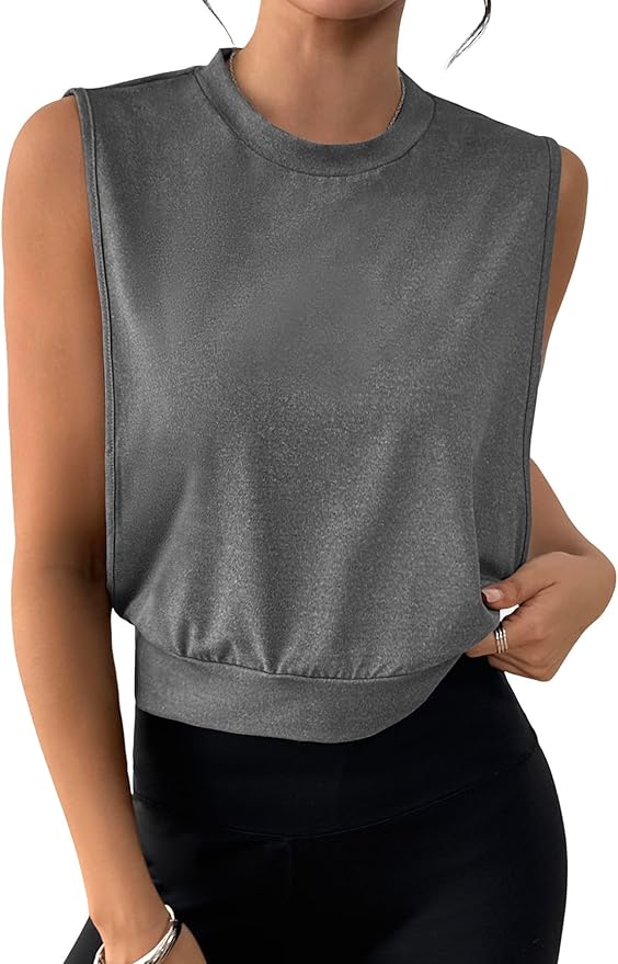 SOFIA'S CHOICE Women Workout Crop Tank Tops Cropped Sleeveless Muscle Shirt Gym Yoga Running