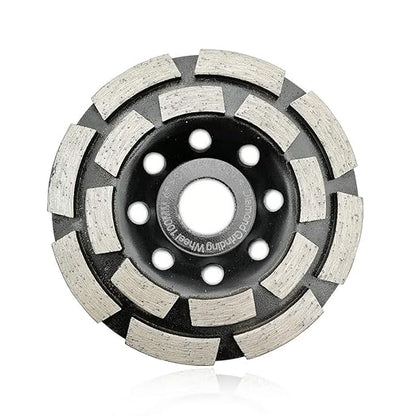 SHDIATOOL 4 Inch Double Row Diamond Grinding Cup Wheel for Concrete Granite Marble Masonry Brick Fits 5/8 Inch Arbor