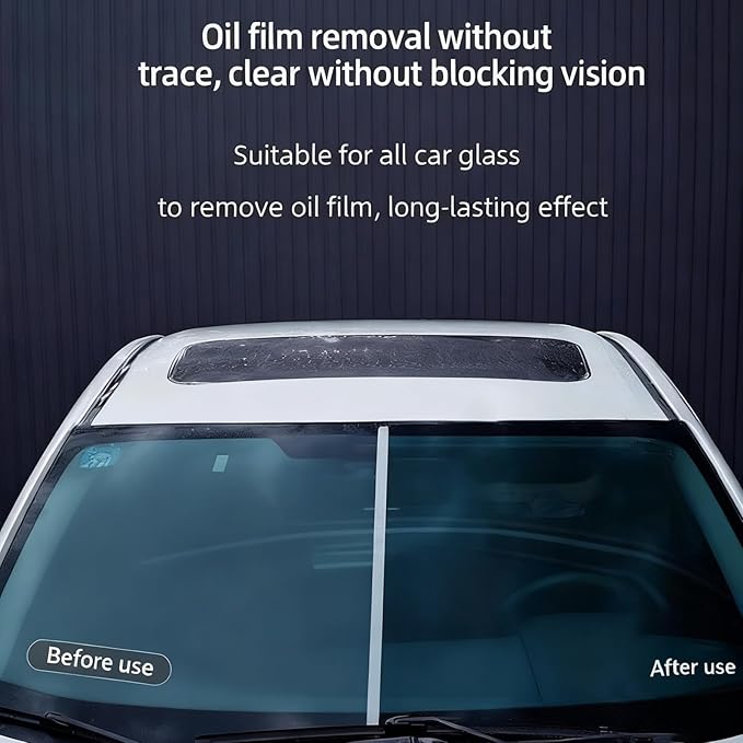 Automotive Oil Film Cleaning Brush,Anti-Fog Clear Vision Glass Cleaner,Car Windshield Cleaner for Water Spots and Grime,Improves Glass Clarity and Visibility(2Pcs)