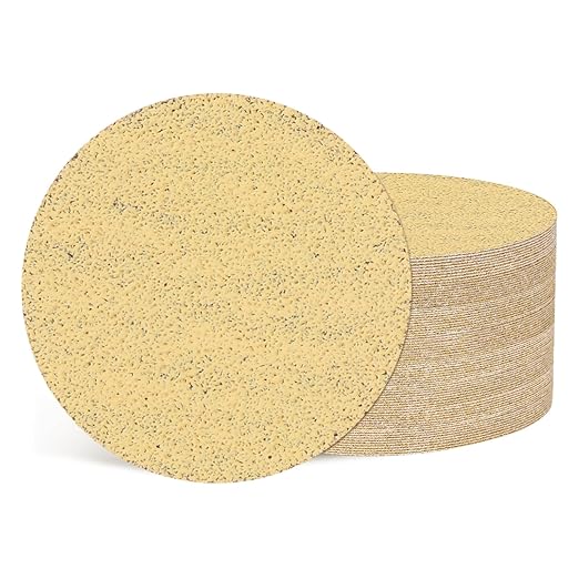Kozelo 50 Pcs Sanding Discs 2 Inch 120 Grit Hook and Loop Random Orbital Sandpapers Suitable for Drywall Sander Wood Metal Furniture, Yellow