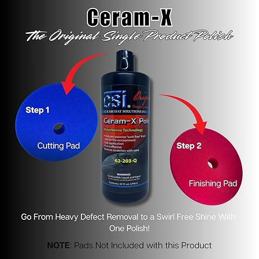CSI Ceram-X Car Polish | 2-Gallons | One-Step Paint Correction to High-Gloss Finish | Water Based Formulation | Filler-Free | Body Shop Safe