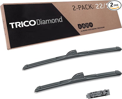 TRICO Diamond 22" + 17" Premium Automotive Replacement Windshield Wiper Blades (Set of 2), Passenger and Driver Side All-Weather Beam Wiper Blades for Select Vehicle Models