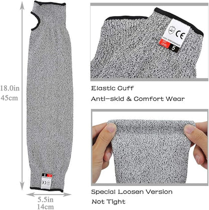 Cut Resistant Sleeves Level 5,18 inch Long Breathable Soft Cut Proof Flexible Arm Protectors for Thin Skin and Bruising,Protective Safety Arm Sleeve with Thumb Hole for Garden fixing Repair Work