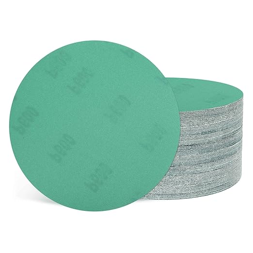 Kozelo 50 Pcs Sanding Discs 6 Inch 600 Grit Hook and Loop Orbital Sandpaper Suitable for Metal Wood Furniture DIY Grinding and Polishing, Green