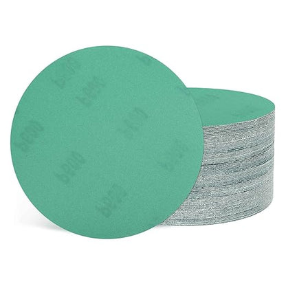 Kozelo 50 Pcs Sanding Discs 6 Inch 600 Grit Hook and Loop Orbital Sandpaper Suitable for Metal Wood Furniture DIY Grinding and Polishing, Green