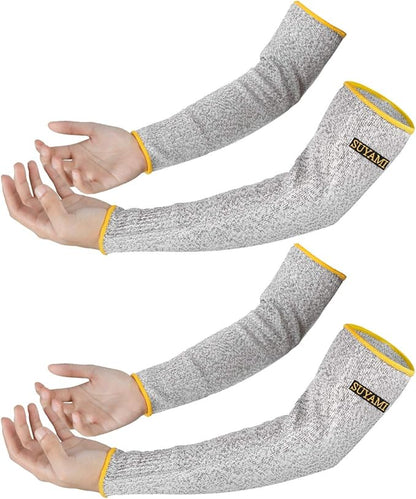 SUYAMI 2 Pairs Arm Protection Sleeves, Cut Resistant Sleeves Level 5 Protection, Slash Resistant Safety Arm Guards
