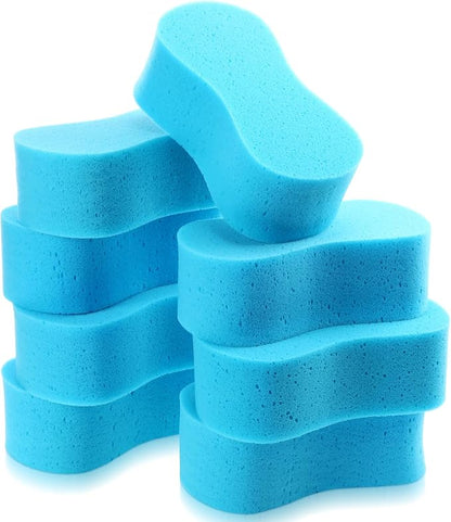 Tioncy 8 Pcs Giant Car Wash Sponges 9 x 4.7 x 3 Inch Extra Large Car Cleaning Bone Sponges Bulk All Purpose Easy Grip Thick Foam Scrubber for Boat Garage Kitchen Bathroom Household Cleaning (Blue)