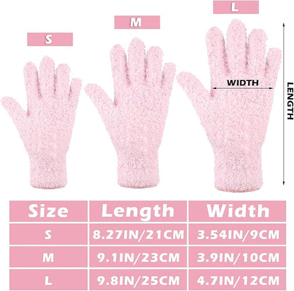 Patelai 3 Pairs Microfiber Plant Dusting Gloves Leaf Cleaning Gloves for Indoor Plants, Blinds, Furniture, House (Small,Pink, Nude, White)
