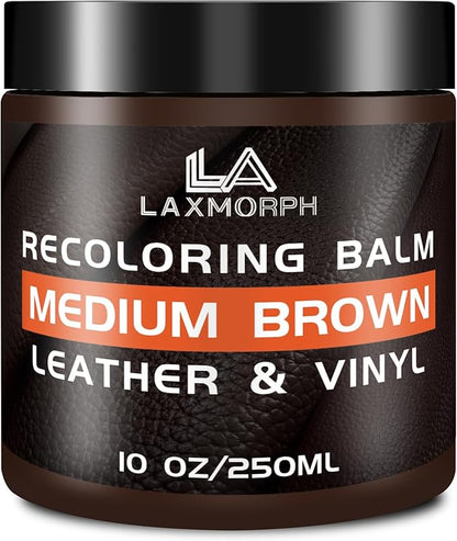 Laxmorph Leather Recoloring Balm Medium Brown for Couches,Leather Dye Paint Color Restorer Leather Fade Scratch Repair for Car Seats Furniture Shoes Boots Purse Jacket Belt