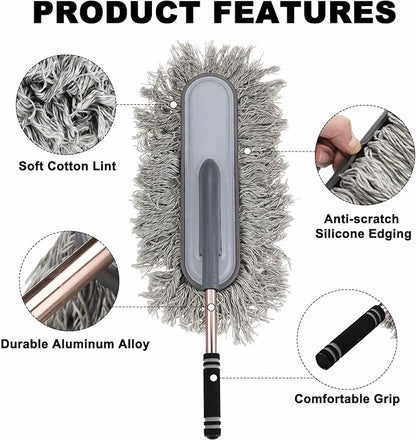 HARFINGTON Car Duster Brush Exterior Scratch Free Car Cleaning Brush High-Density Soft Auto Detailing Tool with Retractable Handle for Car SUV Truck Motorcycle Home Cleaning