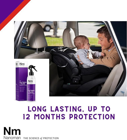 NANOMAN Nano-technology Car Fabric & Upholstery Care - Hydrophobic Waterproof Protector and Stain Guard for Auto Interior Fabrics, Seats, Carpets and Floor Mats.