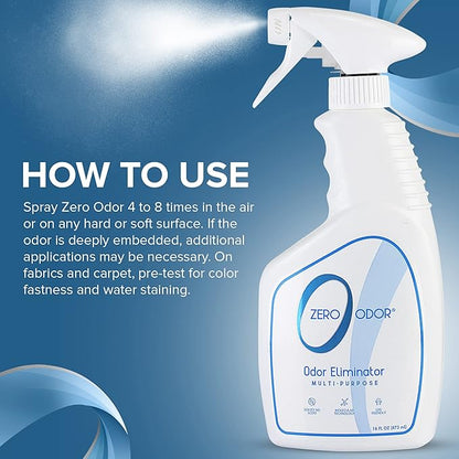 Zero Odor - Multi-Purpose Strong Odor Eliminator for Home, Office, Car, Bathroom, Hotel, Room Deodorizer, and Odor Neutralizer, 16oz