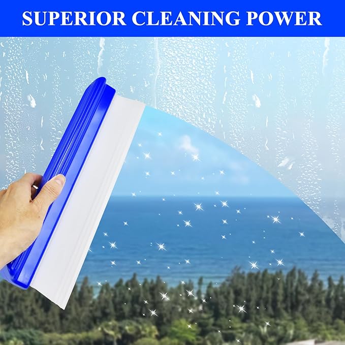 Supkiir 4 Pack 12” Silicone Car Drying Squeegee, 3-Layer T-Bar Water Blade Professional Automotive Water Wiper, Car Windshield Squeegee Flexible Water Blade Squeegee for Car Window Glass Bathroom