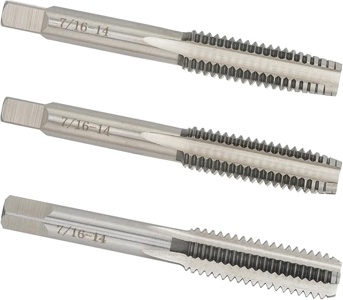 7/16"-14 UNC Hand Tap Right Hand, 7/16 x 14 Threading Hand Tap 3Pcs