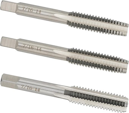 7/16"-14 UNC Hand Tap Right Hand, 7/16 x 14 Threading Hand Tap 3Pcs