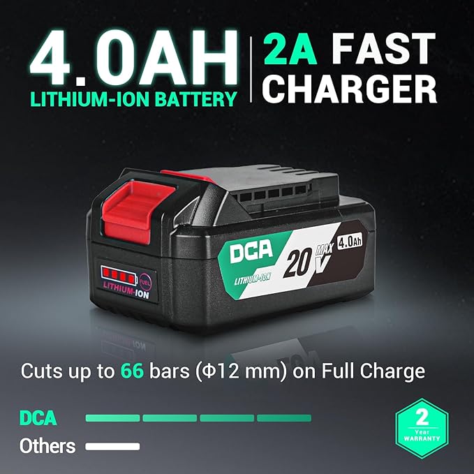 DCA Cordless Angle Grinder 4-1/2 inch, 20V Brushless Motor 8500RPM, Battery Grinder Tool-Free Guard, 4.0Ah Battery & Charger, Power Electric Cut Off Tool with 6 Discs for Cutting, Grinding, Polishing