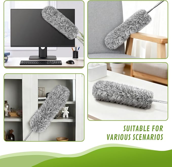 7-in-1 100-Inch Duster Kit with Extension Pole – Cobweb/Microfiber Dusters & Gap Cleaners for High Ceilings, Fans