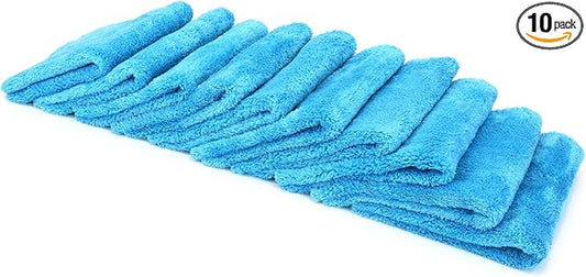 Autofiber [Korean Plush 550] Premium Edgeless Detailing Towels 550gsm (16"x16") Aqua Blue - 10 Pack