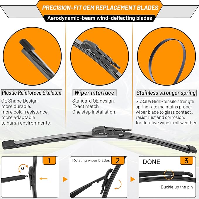 AUTOBOO 24"+20" Windshield Wipers Blades Replacement for Porsche Macan 2014-2024 with 15 Inch Rear Wiper Blade -Original Factory Quality (Pack of 3)