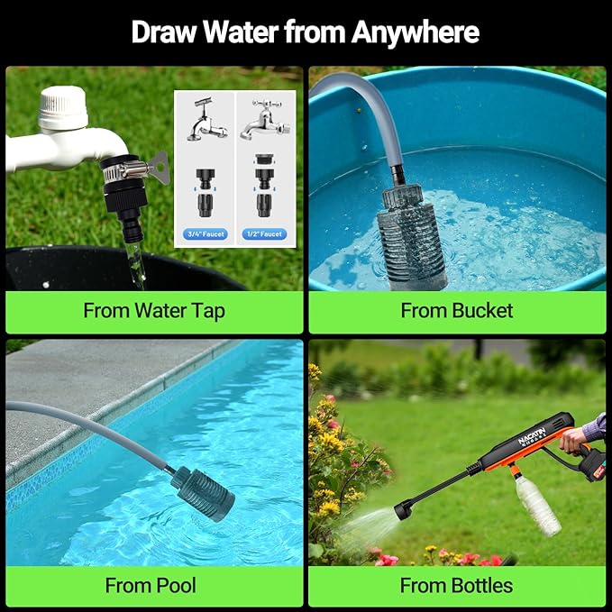 1200PSI Cordless Pressure Washer, 2X 6.0Ah Battery Power Washer with Triplex Plunger Pump & Pressure Settings, 500W Brushless Motor for Car Washing, Home Cleaning, Patio, Driveway