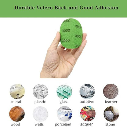 30pcs Sandpaper 3 inch Sanding Discs Hook and Loop 3000 Grits Wet Dry Sandpaper for Random Orbital Sander Automotive Metal Sanding Polishing
