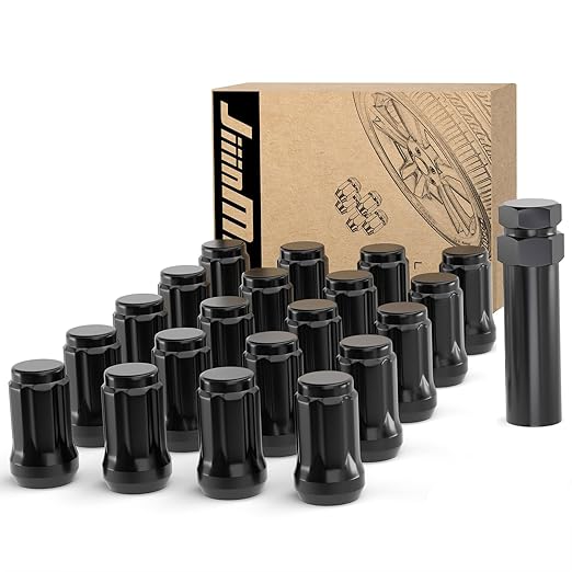JiiinMiiin 20PCS M12x1.5 Lug Nuts Chrome 6 Spline Tuner, Closed End Aftermarket Locking Lugnuts 1.38 inch Length with 1 Socket Key 60 Degree Conical/Cone Bulge Seat