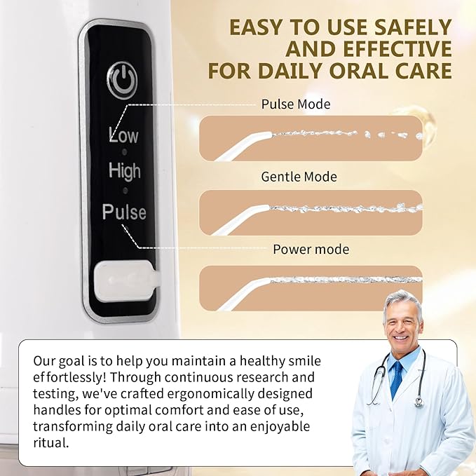 Rechargeable Cordless Water Flosser - 220ML Tank Portable Water Pick with IPX7 Waterproof & USB Rechargeable,3 Pressure Modes, 4 Nozzles for Travel 2-3H Fast Charge & 20-30 Days Long Battery Life