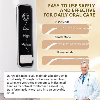 Rechargeable Cordless Water Flosser - 220ML Tank Portable Water Pick with IPX7 Waterproof & USB Rechargeable,3 Pressure Modes, 4 Nozzles for Travel 2-3H Fast Charge & 20-30 Days Long Battery Life