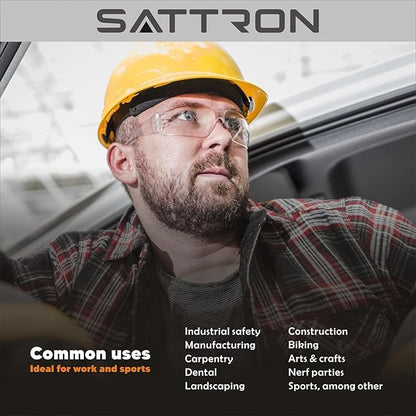SATTRON Clear Safety Glasses Bulk of 24, ANSI Z87.1 Eye Protection for Women Men, Scratch & Impact Resistant Protective Glasses, Ideal for Lab, Construction, Shooting