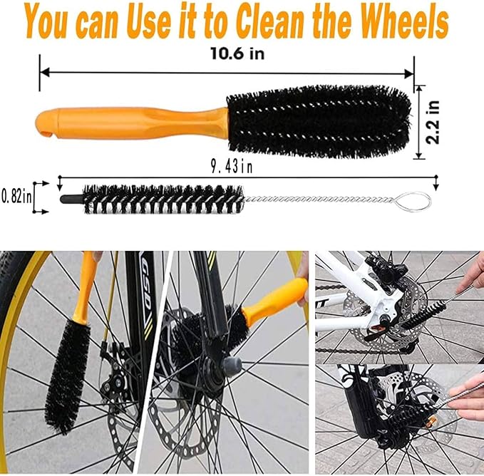 Qihengzhijia 7PCS Bike Cleaning Brush Tool Kit - Bicycle Chain Cleaner Brush Set Suitable for Dirt/Road/Mountain/BMX/Hybrid/Folding Bike