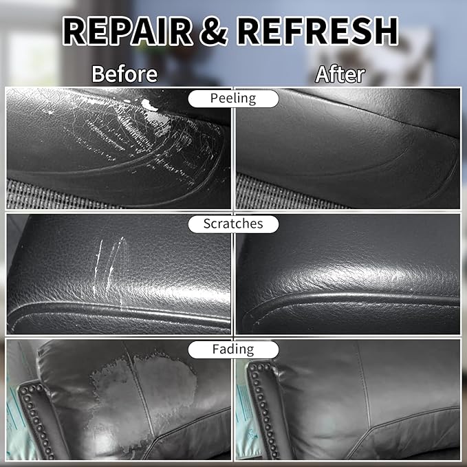 BSCPAM Black Leather Recoloring Balm,Leather Couch Scratch/Stain Remover,Leather Repair kit for Vinyl Furniture and Car Interior,Leather Dye Paint for Scratched and Faded Leather Couches