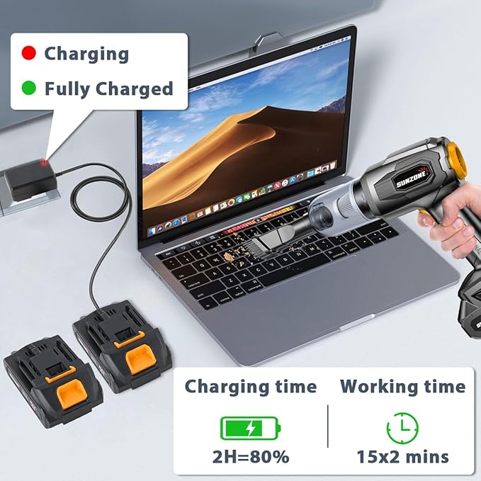 sunzone Handheld Car Vacuum Cleaner, Cordless Vacuum Cleaner with 20KPa Powerful Suction and Blower, Portable Hand Held Vacuum with Multi-Nozzles for Car, Home, Office, Pet (Black)