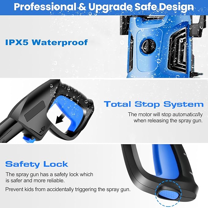 Pressure Washer 4800 PSI Adjustable Pressure, Power Cleaners Powered with 33ft Pressure Hose, 4 Nozzles and 500ml Foam Cannon, Cleaner Machine for Home, Car