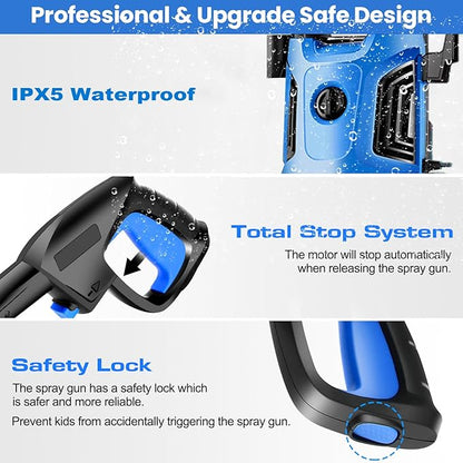 Pressure Washer 4800 PSI Adjustable Pressure, Power Cleaners Powered with 33ft Pressure Hose, 4 Nozzles and 500ml Foam Cannon, Cleaner Machine for Home, Car