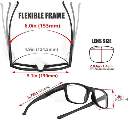 HTS HUNTERSKY TR90NZZ Safety Glasses with Side Shield Small Size Women Men ANSI Z87 Anti Fog Scratch Resistant Lab Pickleball