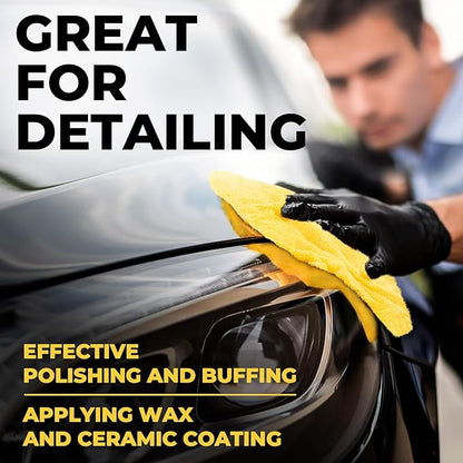 Edgeless Microfiber Towels for Cars – 6pk (12”x12”) - 540 GSM - Super Soft Detailing & Buffing – Scratch-Free & Absorbent Microfiber Cleaning Cloths for Car Polishing