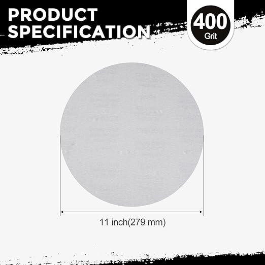 Kozelo 50 Pcs Sanding Discs 11 Inch 400 Grit Hook and Loop Random Orbital Sandpapers Suitable for Drywall Sander Wood Metal Furniture, White