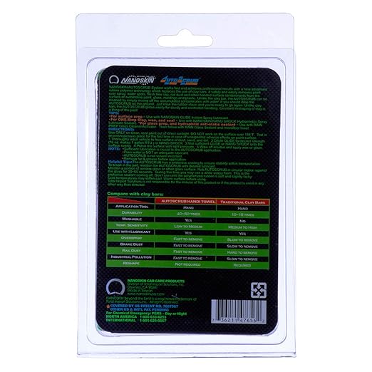 Nanoskin AUTOSCRUB Surface Prep Towel - General Grade 7" x 7" - Patented Clay Bar Replacement Tool to Remove Embedded Contaminants Before Wax & Coating |for Painted Surface, Glass, Plastic, Metal, etc