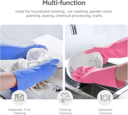 IUCGE Rubber gloves dishwashing 2 or 4 Pairs for Kitchen,Cleaning gloves for household Reuseable.