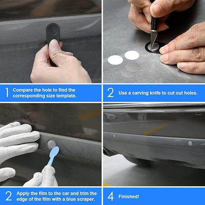NEWISHTOOL Vinyl Wrap Tool Kit with 13-25mm Circle Template for Parking Sensor Cut, Precision Craft Cutter and Spare Razor Blade, Round Head Micro Squeegee, Car Wrapping Tool for PPF Installing