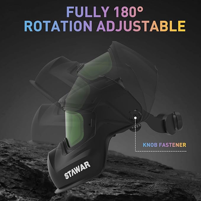 Shine STAWAR Grinding Face Shield, Lightweight Cutting Face Shield with Anti-Fog & Scratch Resistance Lens Face Shield Mask for Grinding, Cutting, Woodworking (DIN 1, Black)