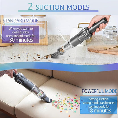 HIKALION Handheld Vacuum Cordless 25000PA, Super Lightweight 1lb with Powerful Suction, Charging Dock, Car Charger, Single Touch Empty and Detachable Dust Cup, Portable Mini Car Vac, Gray