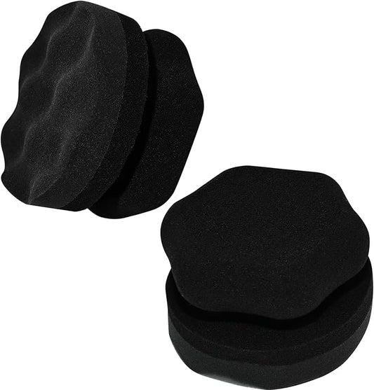 SolidSS 2 Pack Large Tire Hex Tire Shine Applicator Pads, Durable and Reusable Grip Applicator for Tire Polishing Car Cleaning (Black)