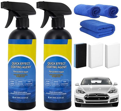 Car Coating Spray,16.9oz Quick Effect Coating Agent, Advanced Car Quick-Acting Coating Agent Sprays,Scratch Wax Coatings Spray Waterless Wash,Oil Film Emulsion Glass Cleaner, Hydrophobic Coating(2Pcs)