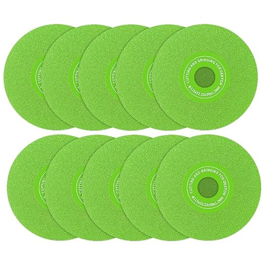 LOZLIN 10PCS 4.5"(115 * 22.23mm) Diamond Grinding & Cutting Discs - Flat Angle Grinder Blades with 7/8" Arbor for Marble/Quartz/Ceramic/Glass (10)
